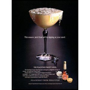 1987 DeKuyper Peachtree Peach Schnapps Frosty Navel Cocktail Vintage Print Ad
